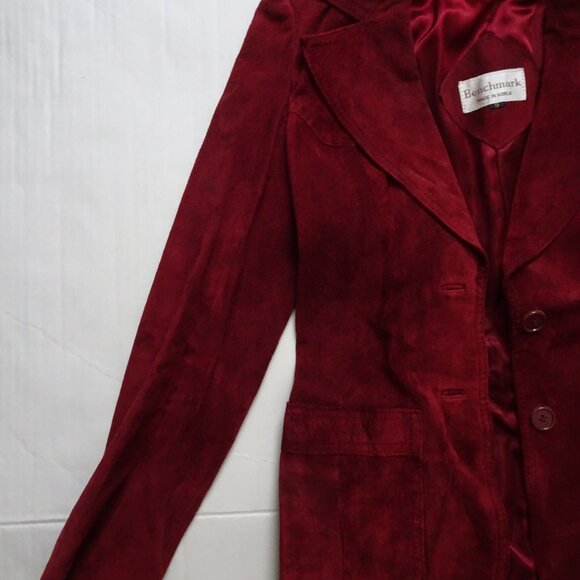 Leather/Suede - Benchmark -Jacket/Blazer - Size 9 - Dark Red - Pre-owned - Picture 2 of 10